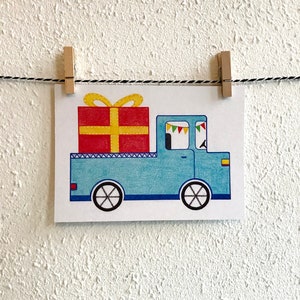 Postkaart Auto Cadeau - A6 Enkele Kaart - Blanco wenskaart - Ansichtkaart - Verjaardagskaart - Felicitatiekaart - Kaart gerecycled papier.