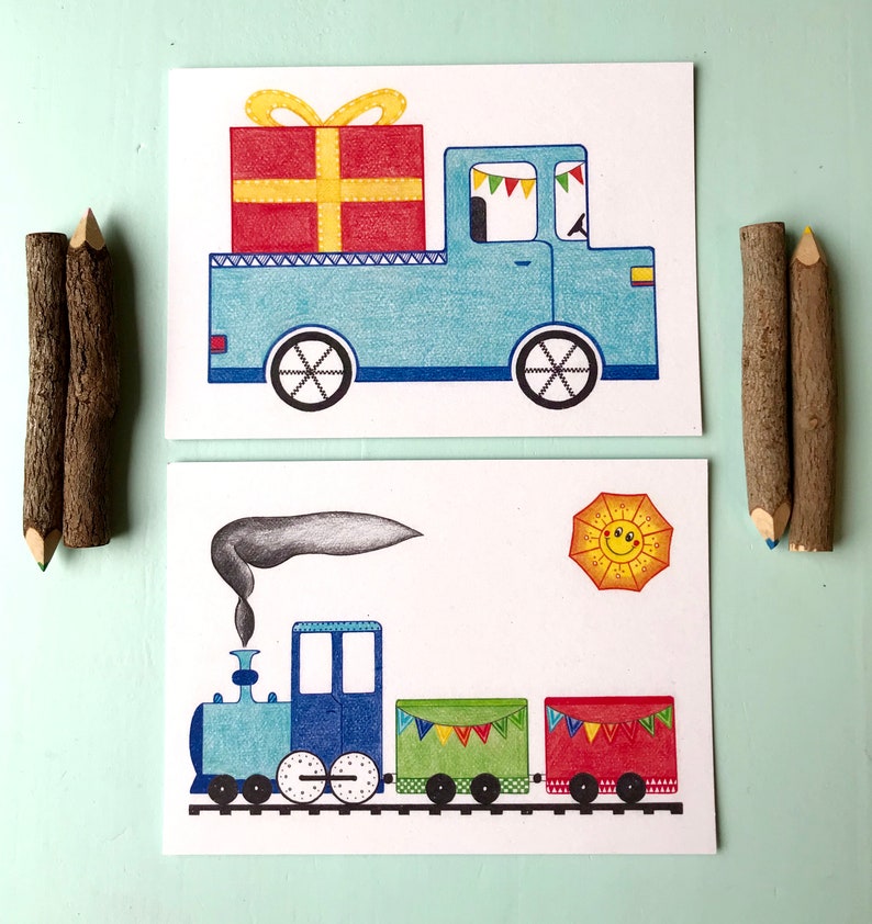 Congratulatory Card Blank Card Congratulations Gift Card Train Flags A6 Postcard Card Recycled Paper.