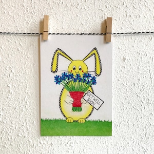 Postkaart Beterschap Konijn - A6 Enkele Kaart - Wenskaart - Ansichtkaart  - Beterschapskaart - Kaart gerecycled papier.