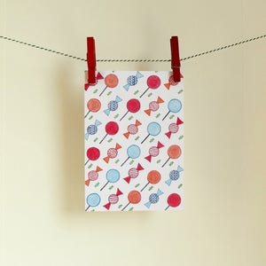 Postkaart Patroon Snoepjes - A6 Enkele Kaart - Blanco wenskaart - Ansichtkaart - Zomaar kaart - Kaart gerecycled papier.