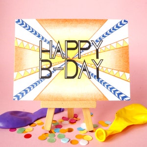100% gerecycled papier - Happy B-day Ansichtkaart - Voor verjaardag - A6 Enkele kaart - Blanco - Wenskaart - Postkaart - Gefeliciteerd