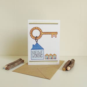 Kaart Nieuwe Woning - A6 Dubbele Kaart met envelop - Blanco wenskaart - Kaart Nieuwe Woning - Kaart gerecycled papier.