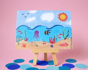 100% recycled paper - Under Water Postcard - A6 - Blank Card