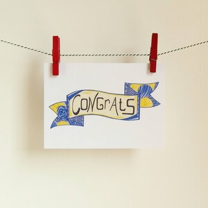 Postkaart Congrats - A6 Enkele Kaart - Blanco wenskaart - Ansichtkaart - Verjaardagskaart - Felicitatiekaart - Kaart gerecycled papier.