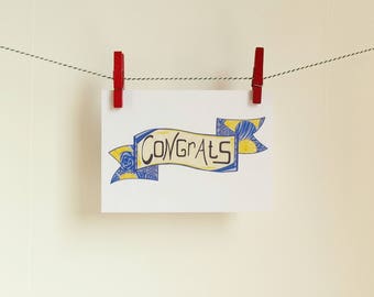 Postkaart Congrats - A6 Enkele Kaart - Blanco wenskaart - Ansichtkaart - Verjaardagskaart - Felicitatiekaart - Kaart gerecycled papier.