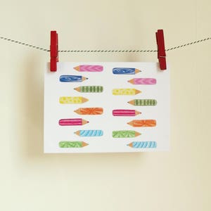 Postkaart Patroon Potloden - A6 Enkele kaart - Blanco wenskaart - Ansichtkaart - Zomaar kaart - Kaart gerecycled papier.