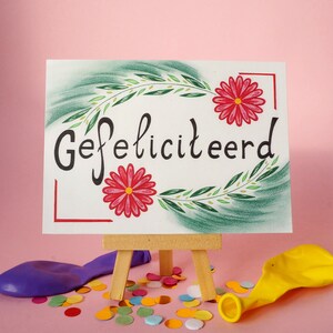 100% gerecycled papier - Gefeliciteerd Ansichtkaart - Voor felicitatie - A6 Enkele kaart - Blanco - Wenskaart - Postkaart