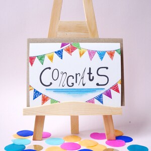 Kaart Congrats Vlaggenlijn - A6 Dubbele Kaart met envelop - Wenskaart - Verjaardagskaart - Felicitatiekaart - Kaart gerecycled papier.
