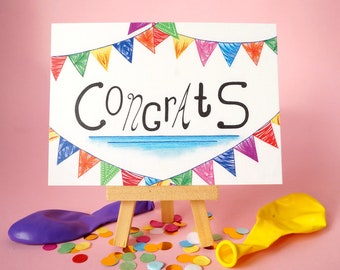 100% recycled paper - Congrats Postcard - A6 - Blank Card