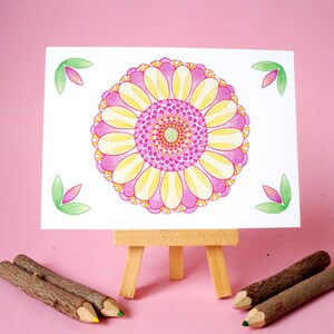 100% gerecycled papier - Gerbera Ansichtkaart - Voor zomaar of felicitatie - A6 Enkele kaart - Blanco - Wenskaart - Postkaart