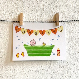 Postkaart Baby Congrats - A6 Enkele Kaart - Blanco wenskaart - Ansichtkaart - Geboorte - Kaart gerecycled papier.