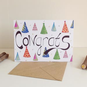 Kaart Congrats - A6 Dubbele Kaart met envelop - Blanco wenskaart - Verjaardagskaart - Felicitatiekaart - Kaart gerecycled papier.