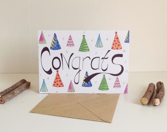 Kaart Congrats - A6 Dubbele Kaart met envelop - Blanco wenskaart - Verjaardagskaart - Felicitatiekaart - Kaart gerecycled papier.