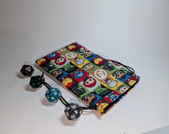 Chibi Avengers - Superhero - Dice Bag - 100% Cotton - Drawstring