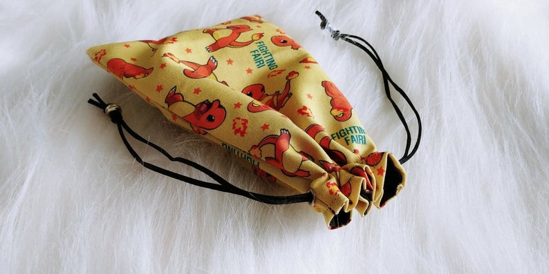 Drawstring Pokemon Dice Bag Charmander 100/% Cotton