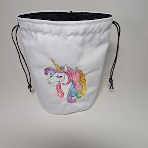 Embroidered - Unicorn Dreams - Standing Dice Bag - Drawstring Closure