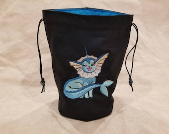 Bestickte - Taschenmonster - Meer - Stehwürfeltasche - Zugbandverschluss