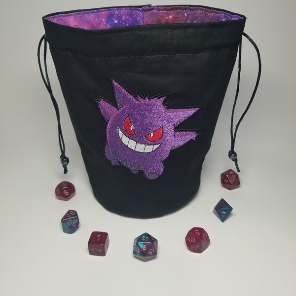 Embroidered - Gengar - Standing Dice Bag - Drawstring Closure