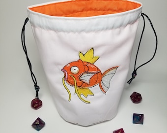 Bestickt - König Fisch - Würfelbeutel - Kordelzug