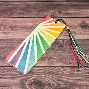 Rainbow Watercolor Bookmark, Laminated Bookmark, Page Marker, Gift for Reader