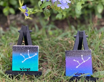 Mini zodiac paintings, Gifts for Anyone, Homemade Gifts, Constellation mini paintings, Virgo, Capricorn, Sagittarius, Leo, Pisces, Libra