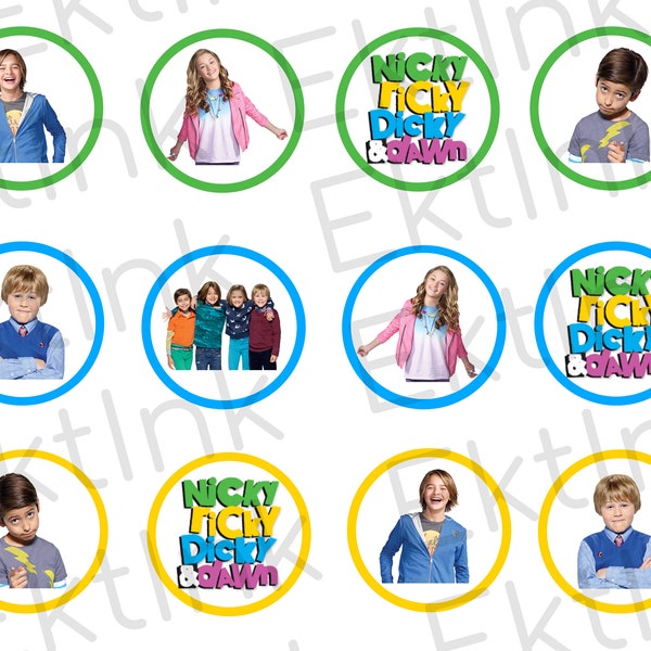 Digital Nicky Ricky Dicky & Dawn Cake Cupcake Cookie Toppers Decorations [JPEG]