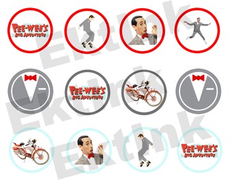 Digital Pee Wee Herman Cake Cupcake Cookie Toppers Decorations [JPEG]