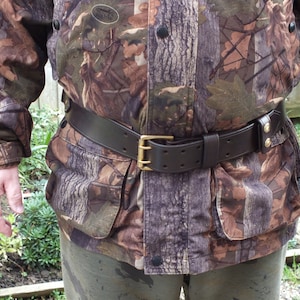 2 Inch Wide Double Prong Bushcraft Belt, Brown. With 2 Danglers and Movable Belt Keep.