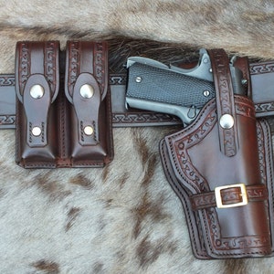 Mise à jour de l'étui et de la pochette pour double magazine de style rétro 1911, marron (pour s'adapter au rail)