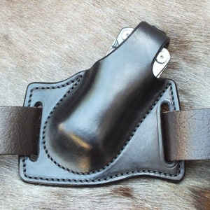 Made To Order, Forward Carry Leather Suspension Sheath For Gerber, Black.