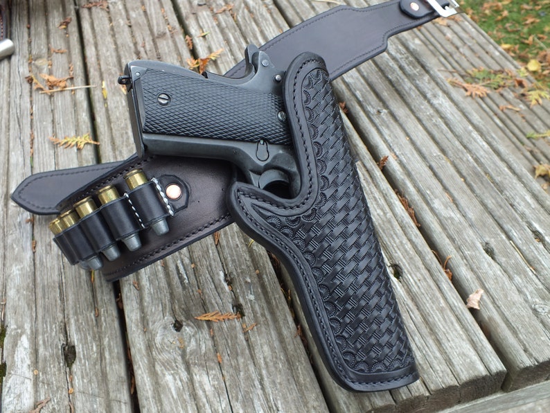 Colt 1911 Holster With Basket Weave Black. Etsy