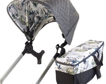 Accessoires Bugaboo personnalisés - auvent, doublure de siège, sac de poussette, tablier pour Cameleon Fox Donkey Buffalo, Bee3 Babyzen Yoyo, Baby Jogger City