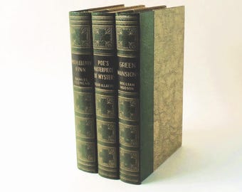 Edgar Allan Poe, Short Stories. Mark Twain, Huckleberry Finn. Wm Hudson, Green Mansions. Vintage - Very Good Condition. Publ. Books Inc NY