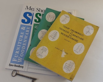 Woodworking Book Lot:  4 Shaker Furniture Design Books by Enjer Handberg - Measured Drawings, 1970s-90s