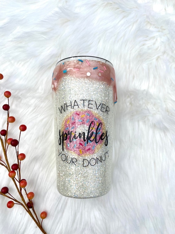 Donut Glitter Tumbler Rainbow Sprinkles Tumbler Icing Tumbler Ice Cream