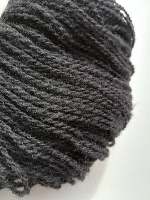 Black 100 Natural Wool Yarn 100g Etsy