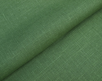 Dark Green Leaf Green Linen Fabric