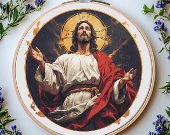 Patrón de punto de cruz de Jesucristo: Diseño religioso católico (Patrón PDF)