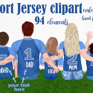 Maglie da calcio clipart: "FAMILY CLIPART" Clipart calcio Jersey Kids Matching jersey Soccer design Genitori con bambini Sport famiglia Calcio