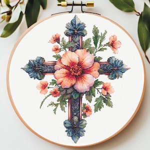Christian Cross Counted Cross Stitch Pdf: &quot;RELIGIOUS CROSS STITCH&quot;  Floral Cross Cross Stitch Pattern Catholic Cross Stitch Catholic pattern