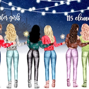Weihnachten Mädchen Clipart: "BEST FRIEND CLIPART" Winter Mädchen Weihnachten Tasse Design Personalisierbar Clipart Bff Clipart Xmas Png Xmas Sublimation