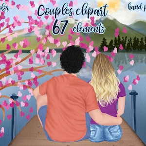 Clipart de casais: "CASAIS PERSONALIZADOS" Clipart Masculino Meninas Clipart Aquarela Pessoas Namorado Namorada Caneca Designs Planner Meninas Personalizado