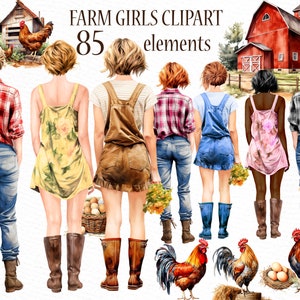 Farm Girls Clipart: "HÜHNERFARM CLIPART" Anpassbare Clipart Western Mädchen Png Farm Girl Clipart Personalisierte Clipart Farm Sublimations