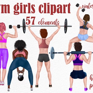 Clipart de academia para meninas: "FITNESS GIRLS CLIPART" Clipart de ginástica Clipart de exercício Clipart de esportes Best Friends Girls Treino clipart caneca sublimação