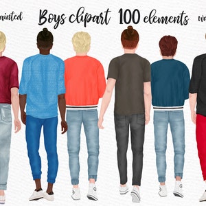 Männliche Clipart: "TEENAGE BOYS CLIPART" Jungs Clipart Modern Männliche Clipart Personalisierbar Clipart Boyfriend Custom Portrait Custom Men Clipart