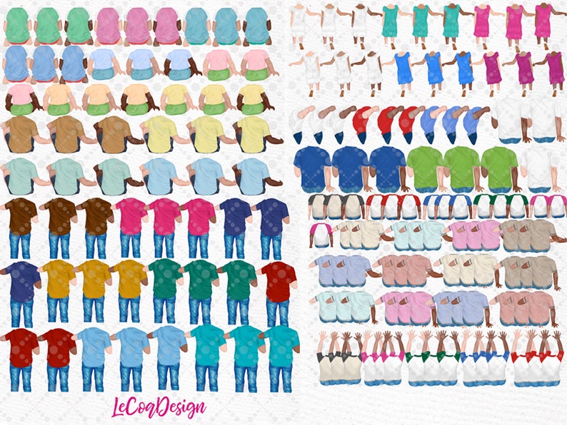 May include: A digital illustration set of 100 people in various poses, including sitting, standing, and holding hands. The people are wearing a variety of clothing, including t-shirts, jeans, dresses, and skirts. The illustrations are in a cartoon style and are perfect for creating custom designs.