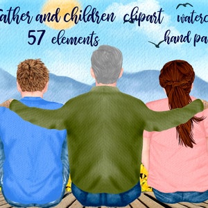 Clipart de pai e filhos: "CLIPART DO DIA DOS PAIS" Clipart de papai Clipart de vovô Pai com filhos Clipart de Oldman Melhor clipart de pai Presente de caneca