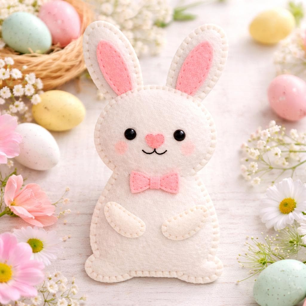 Felt Easter Bunny Sewing Pattern PDF | DIY Felt Bunny Ornament | Easter ...