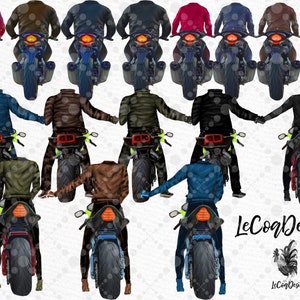 Pu&ograve; includere: Un'illustrazione digitale di dieci persone che guidano motociclette. Le persone indossano giacche di diversi colori e si tengono per mano. Le motociclette sono tutte nere con luci posteriori rosse. Lo sfondo &egrave; bianco con un debole motivo di cerchi.