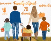 Fall clipart: "FAMILY CLIPART" Parents with kids Thanksgiving clipart Autumn clipart Autumn Family Custom Pumpkin clipart planner clipart